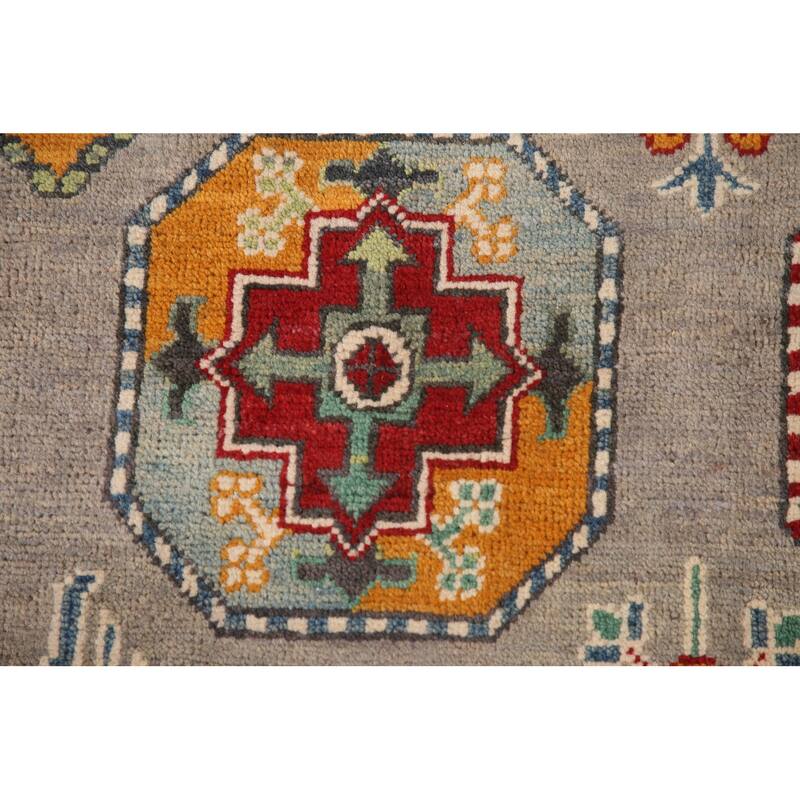 Large Geometric Kazak Oriental Area Rug Hand-Knotted Wool Carpet - 10'3"x 13'7"