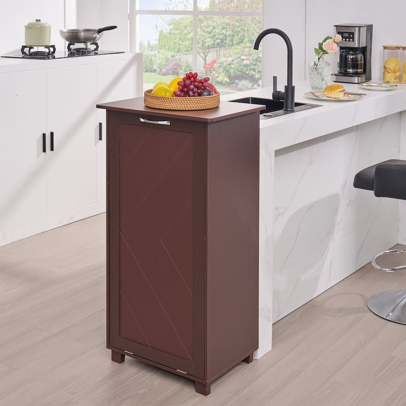 VECELO Tilt Out Kitchen Trash Bin Cabinet with Negative Ion Deodorizing Function Hidden Storage for Kitchen