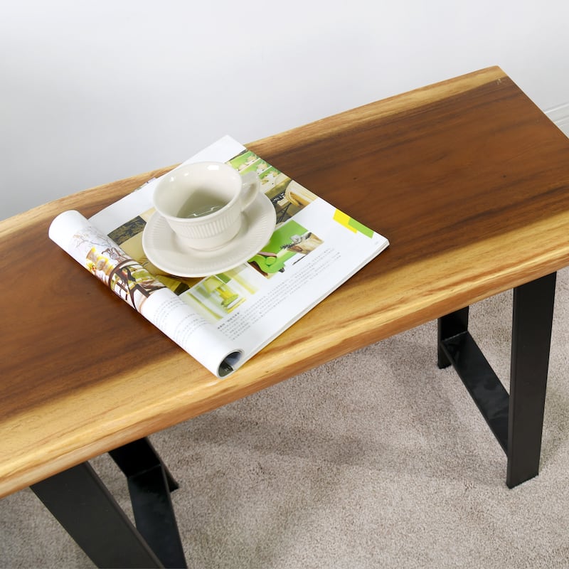 Natural Wood Rectangle Coffee Side Table 31"x14"x26"