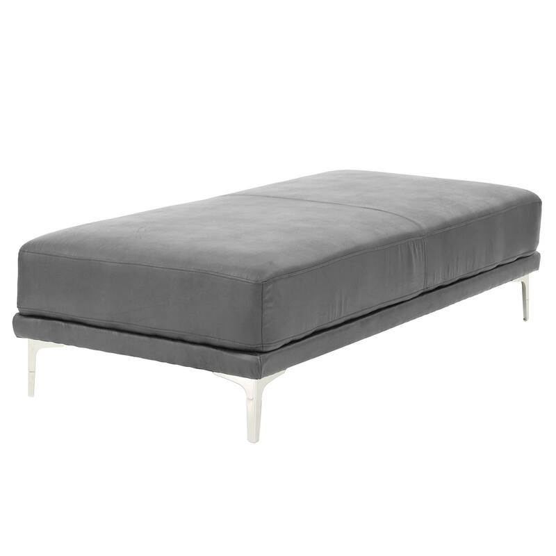Poundex Large Faux Leather Ottoman - Grey - 66" x 33" x 18"H