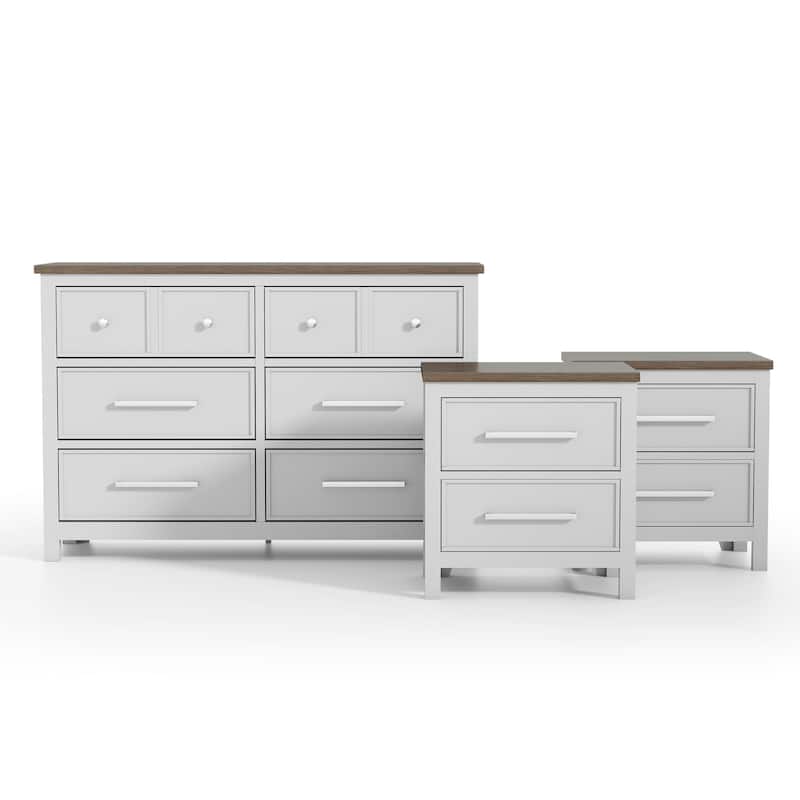 Furniture of America Althea Modern Farmhouse 3-Piece Wood Dresser and 2 Nightstand Bedroom Set