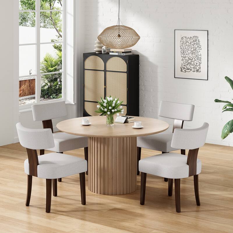Upholstered Armless Dining Table Chairs Set of 2 with Hardwood Frame Curved Backrest for Kitchen Room