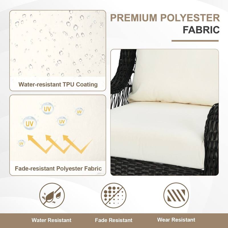 Aoodor Outdoor Deep Seat Cushion Set, Waterproof Patio Furniture Cushions with Adjustable Straps & Removable Cover