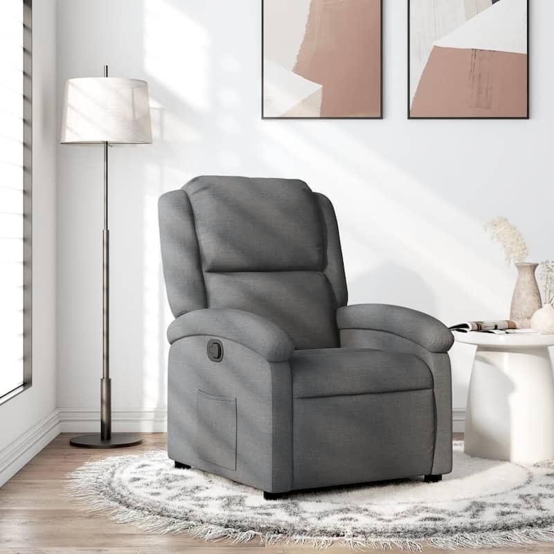 vidaXL Recliner Chair Dark grey Fabric (100% polyester), metal, plywood - 34.1 x 28.0 x 39.2