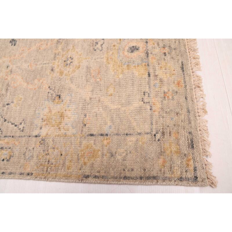 ECARPETGALLERY Hand-knotted Modern Oushak Light Grey Wool Rug - 2'5 x 8'3