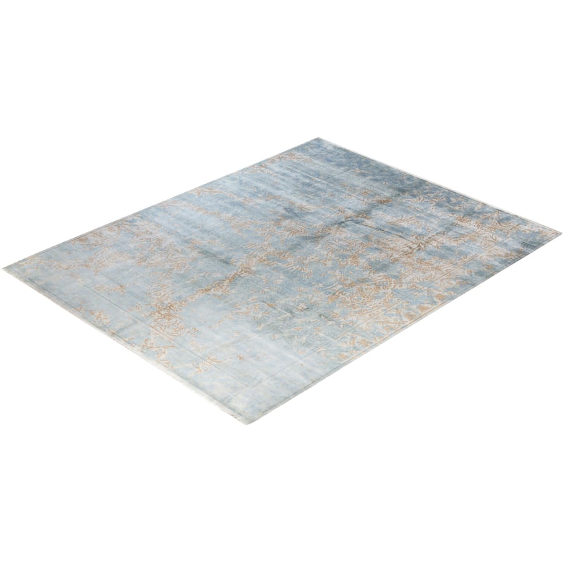 Ikat One-of-a-Kind Hand-Knotted Area Rug, Blue - 9' 4" x 11' 10"