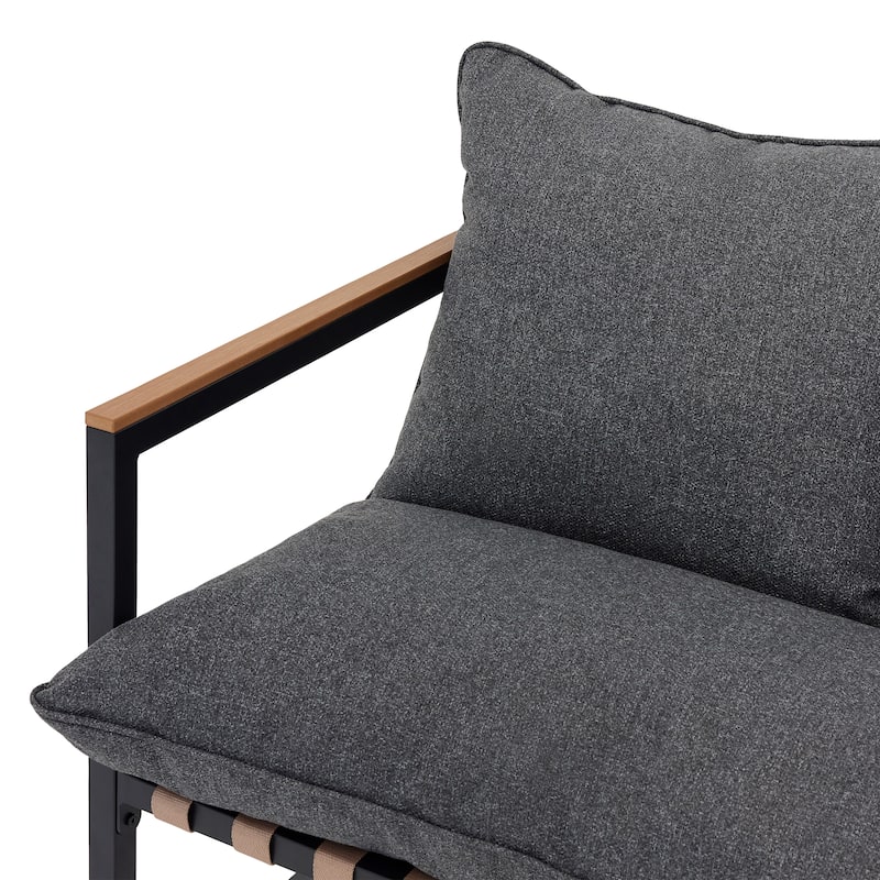 3 Piece Patio Furniture Seating Coffee Table Armchair With Cushions