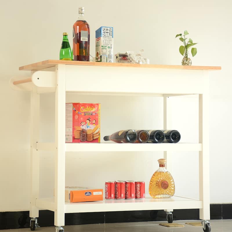 40'' Mobile Kitchen Island & Kitchen Cart,with Two Lockable Wheels