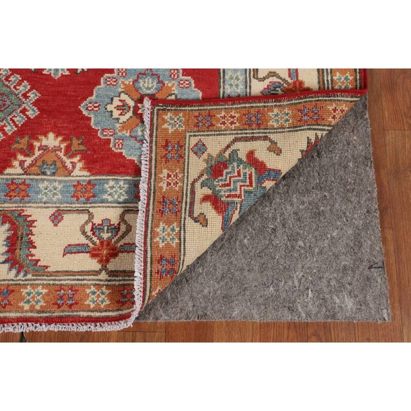 Geometric Red Kazak Oriental Area Rug Handmade Bedroom Wool Carpet - 5'0" x 6'9"