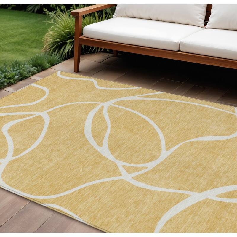 HomeRoots Abstract Transitional Rectangle Outdoor Rug - 10' X 14'