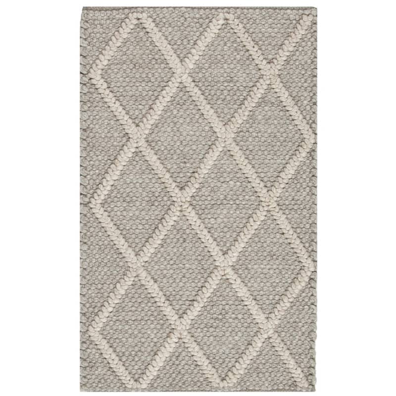 SAFAVIEH Handmade Natura Qiong Wool/ Viscose Trellis Rug - 2' x 3' - Grey - Rectangle