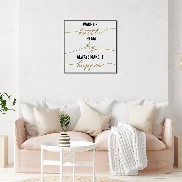 Oliver Gal 'What You Love White and Gold' Quotes Black Wall Art Bed