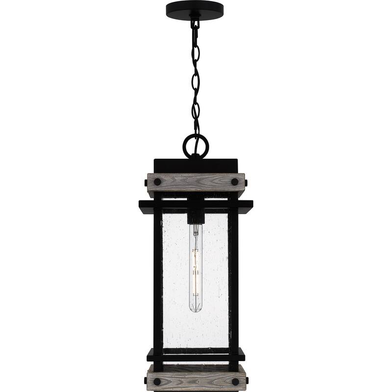 Strader 1-Light Matte Black Outdoor Hanging Lantern