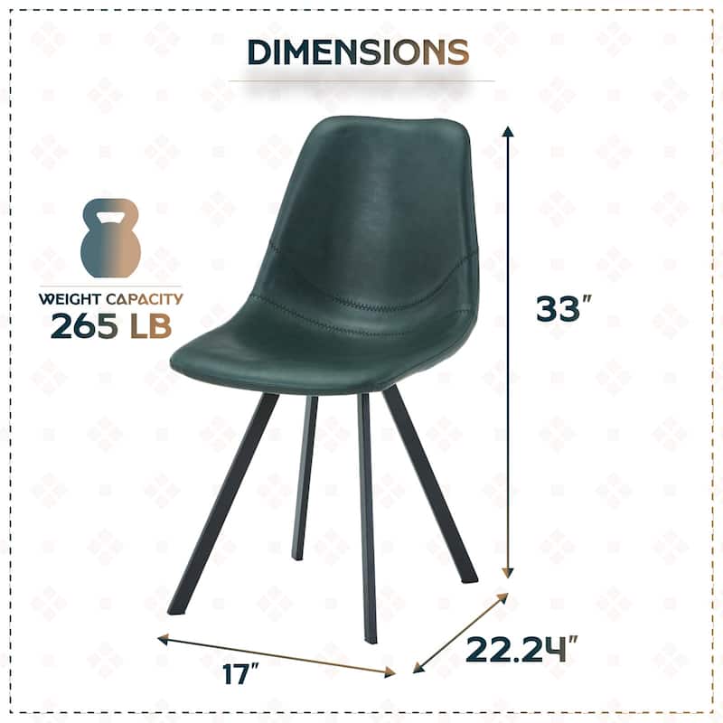 Markley Modern Ergonomic Leather Dining Chair with Black Steel Legs, Scratch-Resistant & Comfortable Kitchen Chair