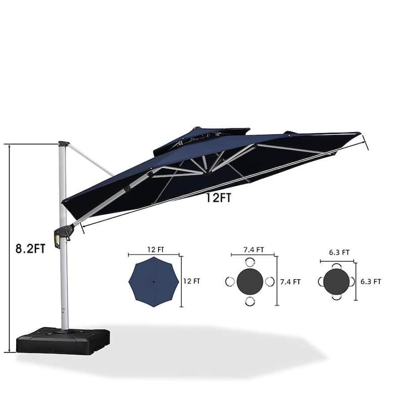 PURPLE LEAF 12ft Round Large Cantilever Offset Umbrella