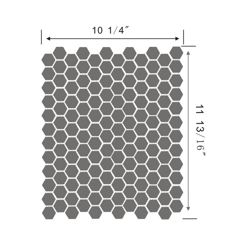 Porcelain Mosaic Hexagon Glossy Black Floor and Wall Tile 19.3 Sq Ft Renovators Suppply