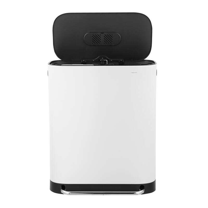 happimess Beni Kitchen Trash/Recycling 16-Gallon Double-Bucket Step-Open Trash Can, Chrome