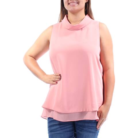 ALFANI Womens Pink Sleeveless Cowl Neck Tiered Top Size 14