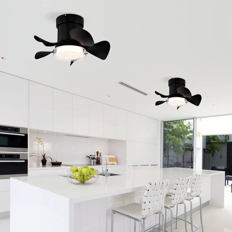 Flush Mount Ceiling Fan with 3 Color Temperatures Light & 6-Speed Remote Control DC Motor, Timer Function