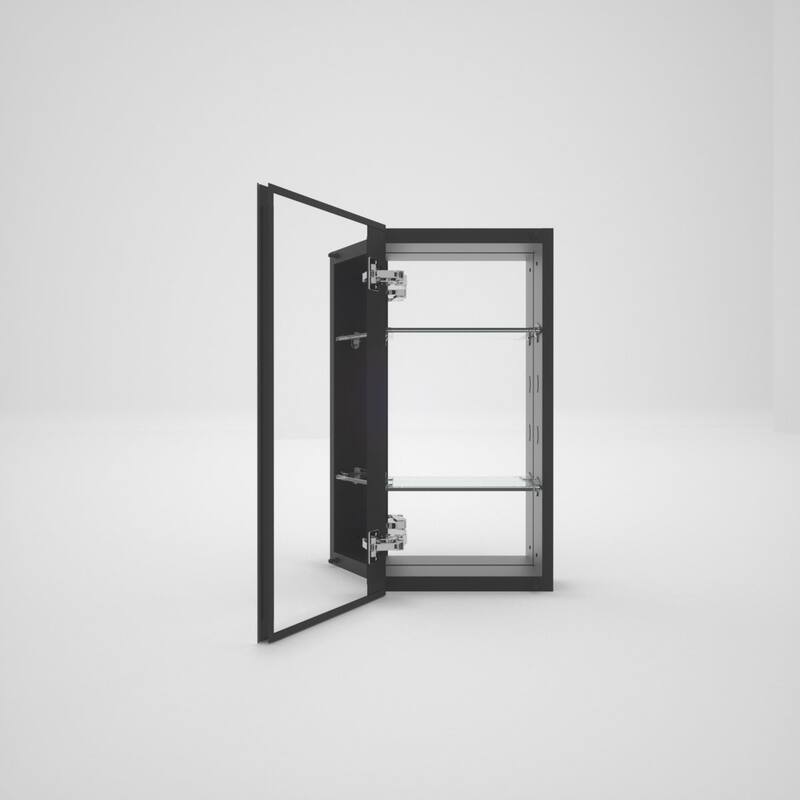 12" x 24" Rectangular Aluminum Surface Mount Medicine Cabinet with Mirror and Shelves