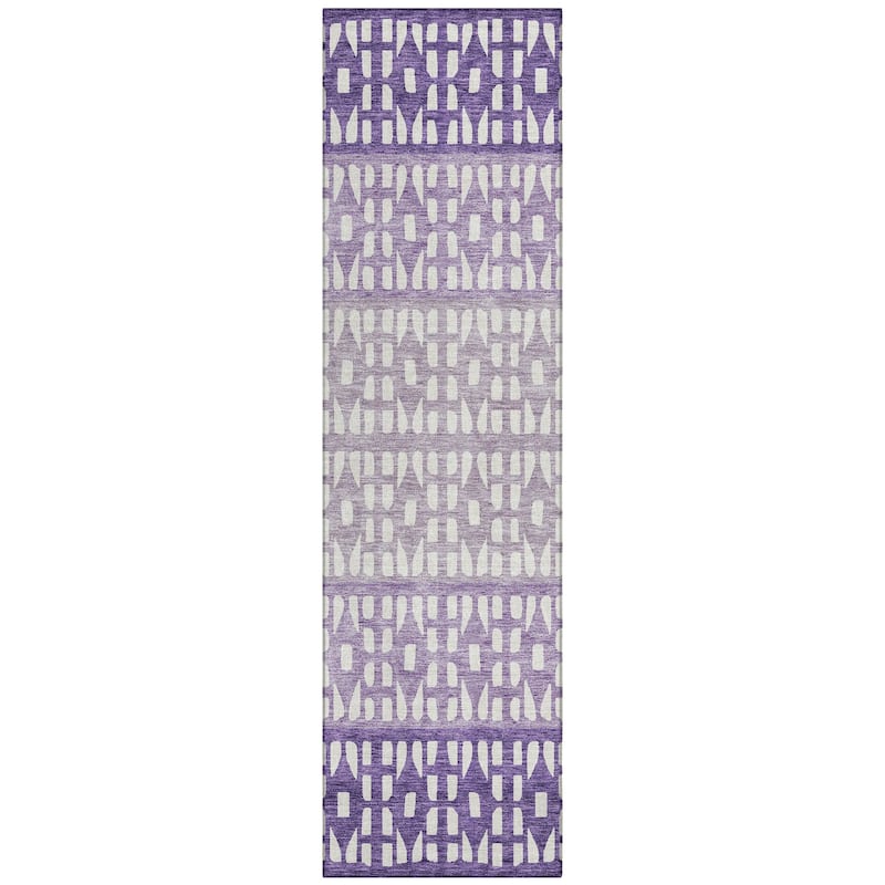 Machine Washable Indoor/ Outdoor Stripe Geo Chantille Rug
