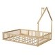 preview thumbnail 13 of 13, Natural Full Size Solid Wood House Platform Bed with Guardrail for Kids, Boys and Girls
