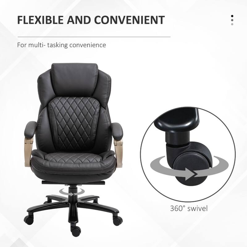 Adjustable Height PU Leather Executive Office Chair with Rocking Recline and Wide Seat for Comfort