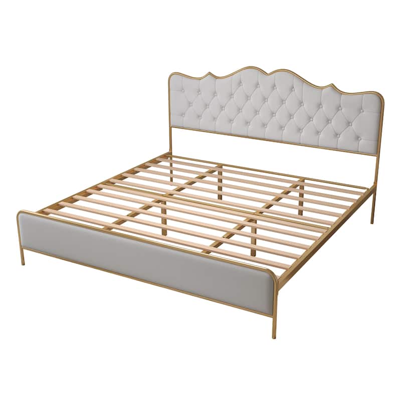 Full Queen King size metal frame bed bedroom