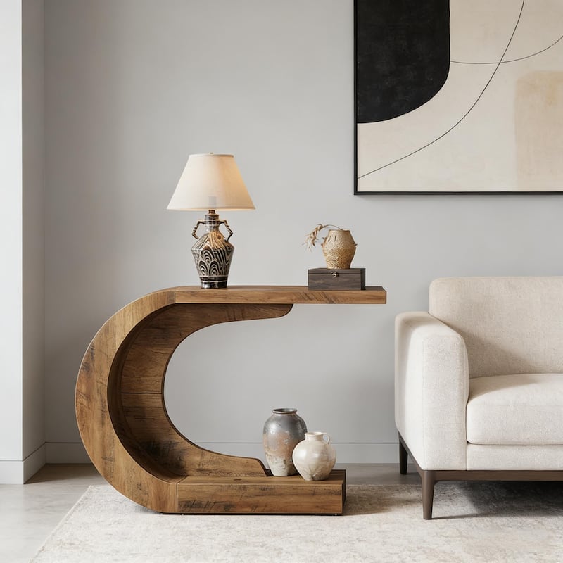 Contemporary Hallway Table, Modern Console Table, C-Shaped Coffee Table