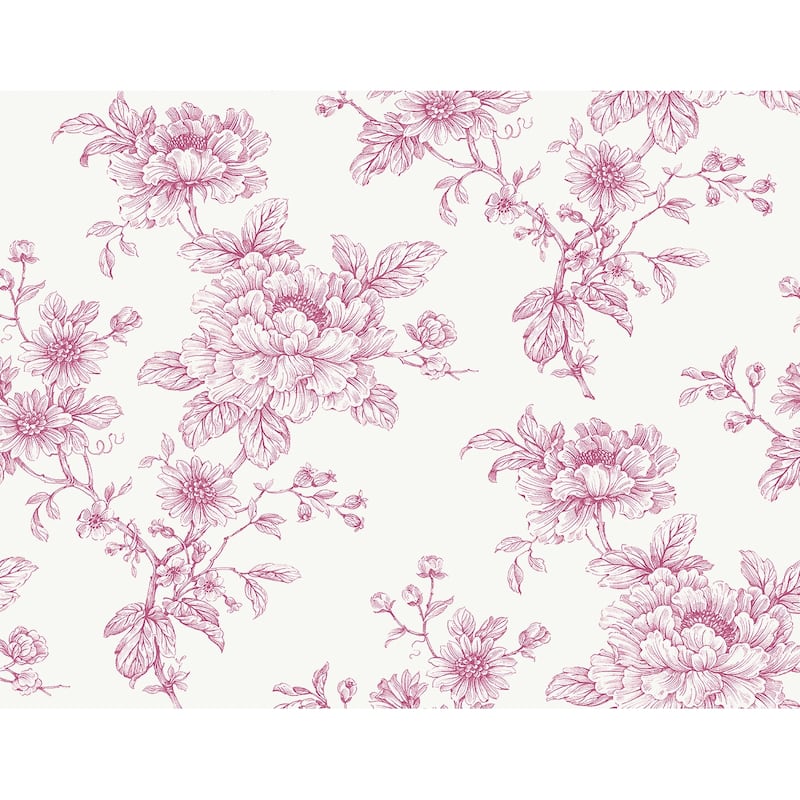 NextWall Sketched Floral Peel and Stick Wallpaper - 27 in. W x 18 ft. L - Pink