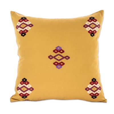 Novica Handmade Jaspe And Geometry Cotton Cushion Cover
