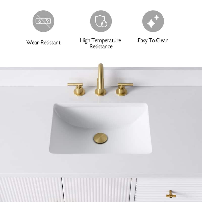 Vanity Art 42" Freestanding Bathroom Vanity with Engineered Marble Top and Sink