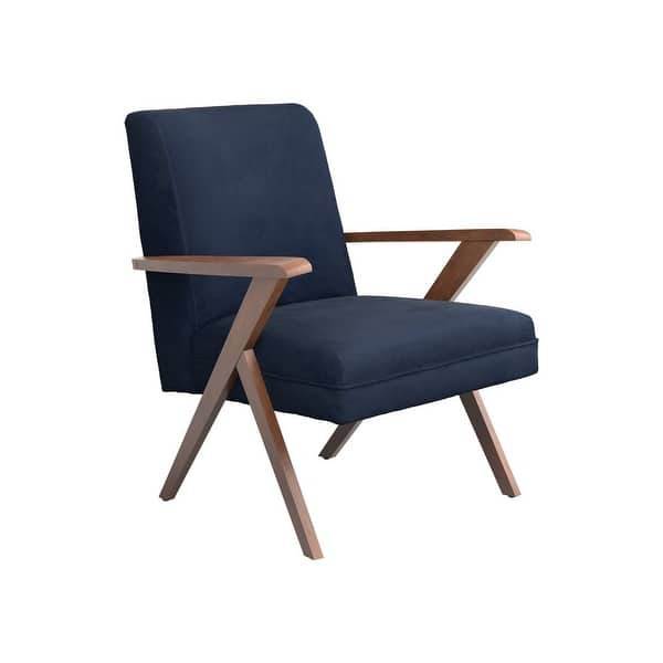 Contemporary Dual Tone Wooden Armchair With Padded Seat Blue And Brown On Sale Overstock 31318349