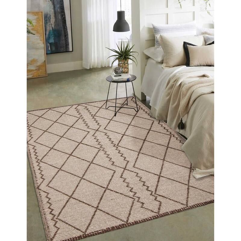 ECARPETGALLERY Braid weave Sienna Khaki Wool Rug - 5'0 x 7'9