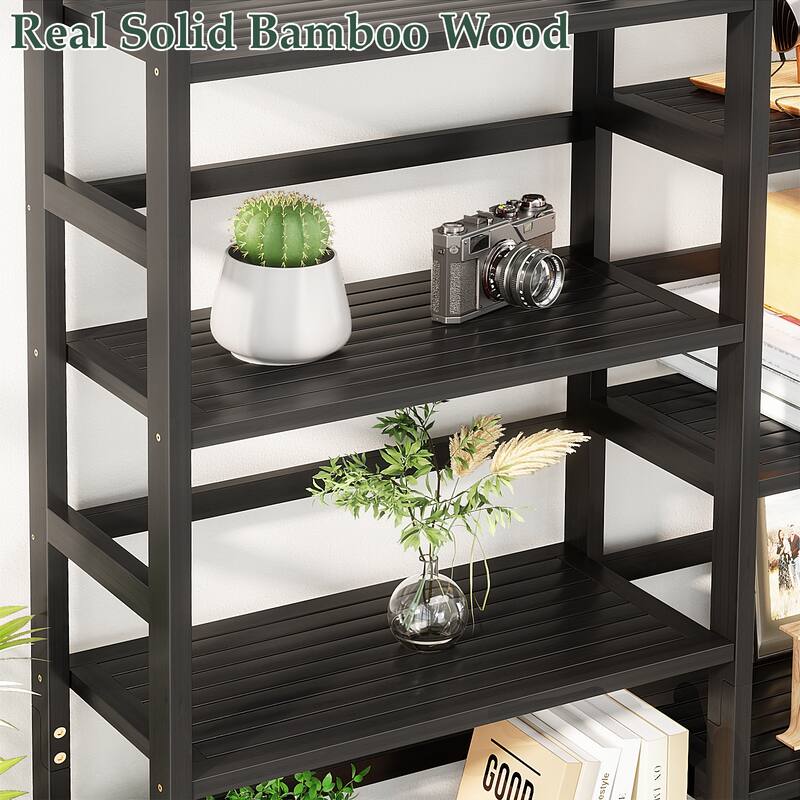 6-Tier Solid Bamboo Bookcase,Large Freestanding Open Bookshelf with 17 Display Shelves,Easy To Assemble