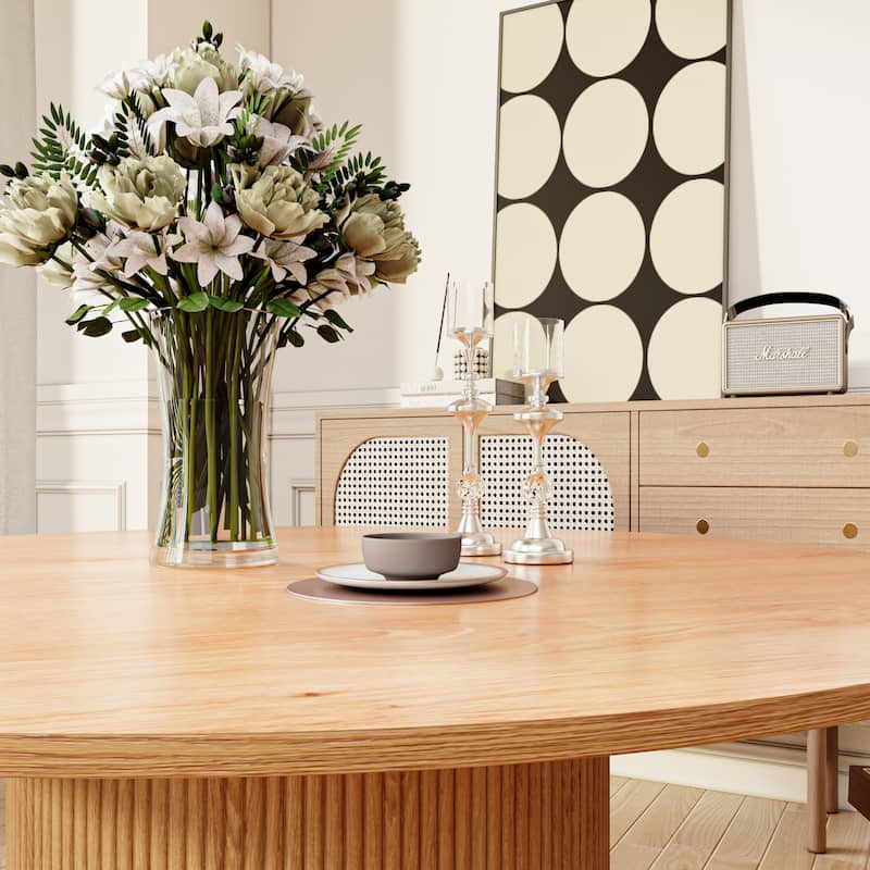 Round Dining Table Modern Farmhouse Breakfast Table for 4-8
