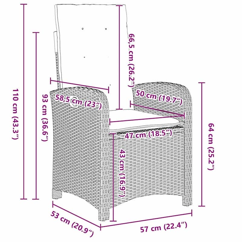 vidaXL Garden Dining Set with Cushion Grey Poly Rattan