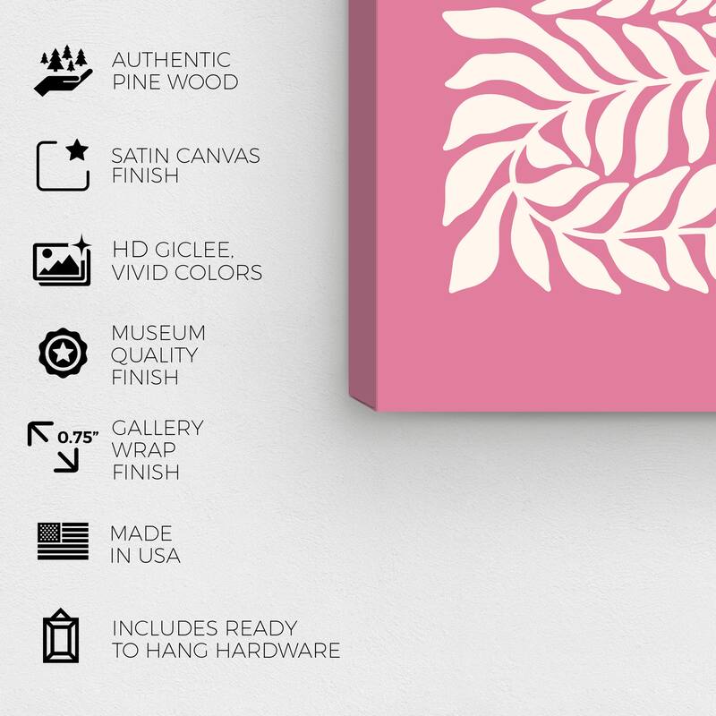 Wynwood Studio Canvas Floral and Botanical Ferns in Harmony Pink and Ivory Modern & Contemporary Wall Art Canvas Print