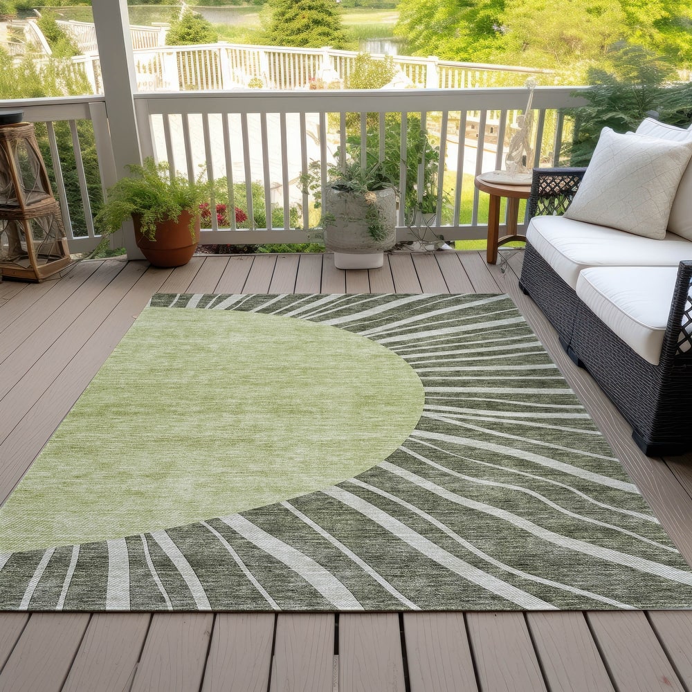 Machine Washable Indoor/ Outdoor ChantilleSunburst Modern Rug