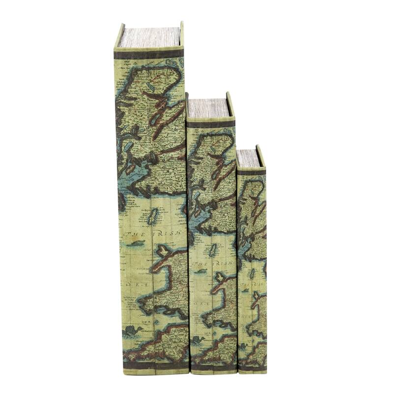 Map Book Storage Boxes - 13" - Green - Set of 3