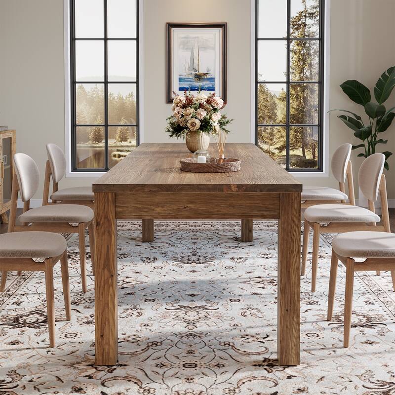 78.7" Dining Table for 6 8 10, Solid Wood Rustic Large Kitchen Table