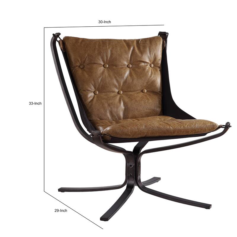 Faux Leather Upholstered Metal Frame Accent Chair with Star Base,Brown