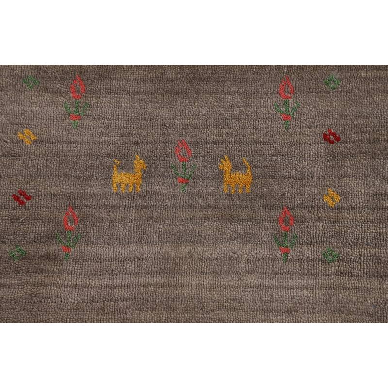 Earth Tone Gabbeh Indian Square Area Rug Silk Carpet - 8'2" X 8'5"