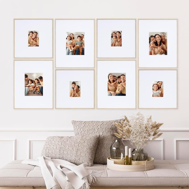 Camden Reed Arcadia 8 Piece Oversized Gallery Wall Frame, 16x20 and 16x16 Inch for Featuring 8x10 and 5x7 Inch Photographs