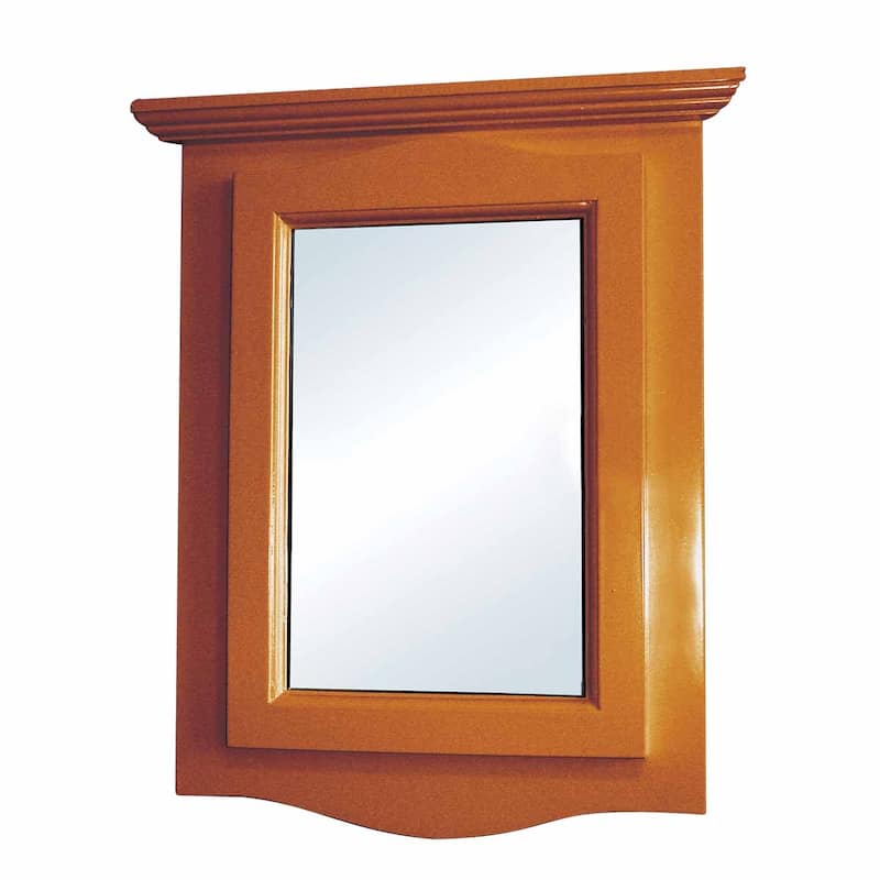 Golden Oak Corner Medicine Cabinets 27-1/8 in. x 20-1/8 in. with Recessed Mirror and Mounting Hardware Renovators Supply
