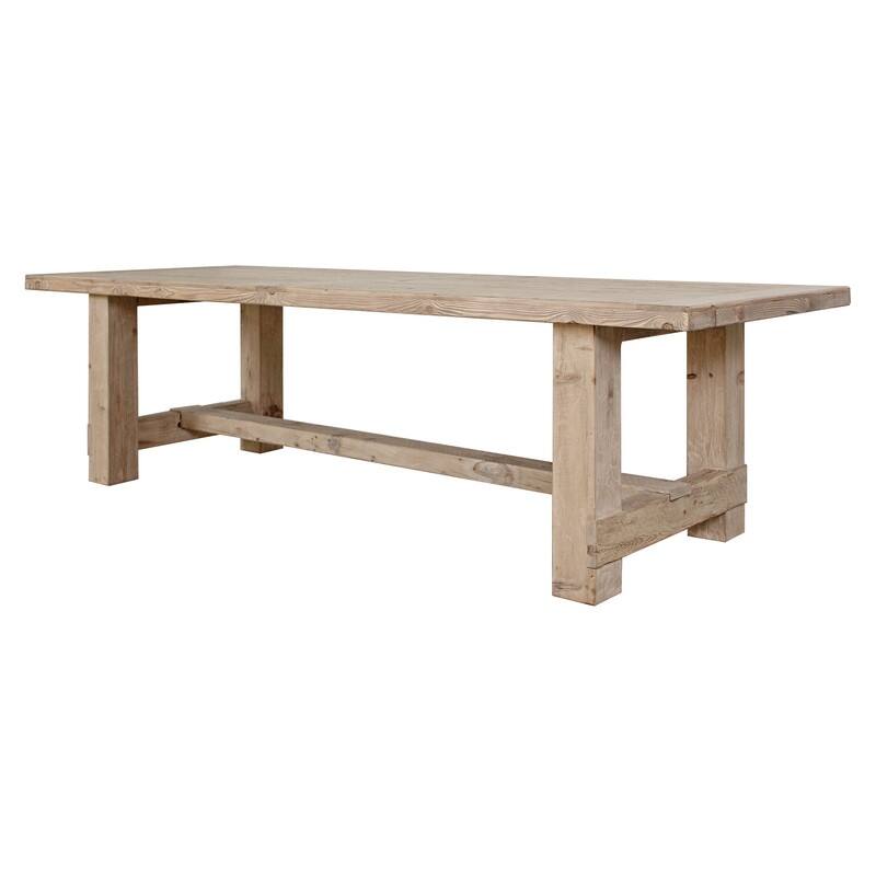 110"L Rectangular Weathered Natural Wood Indoor Amalfi Dining Table - Brown