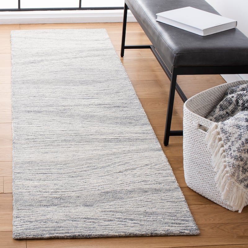 SAFAVIEH Handmade Metro Annarosa Modern Abstract Wool Rug - 2'3" x 8' Runner - Grey/Ivory - Runner