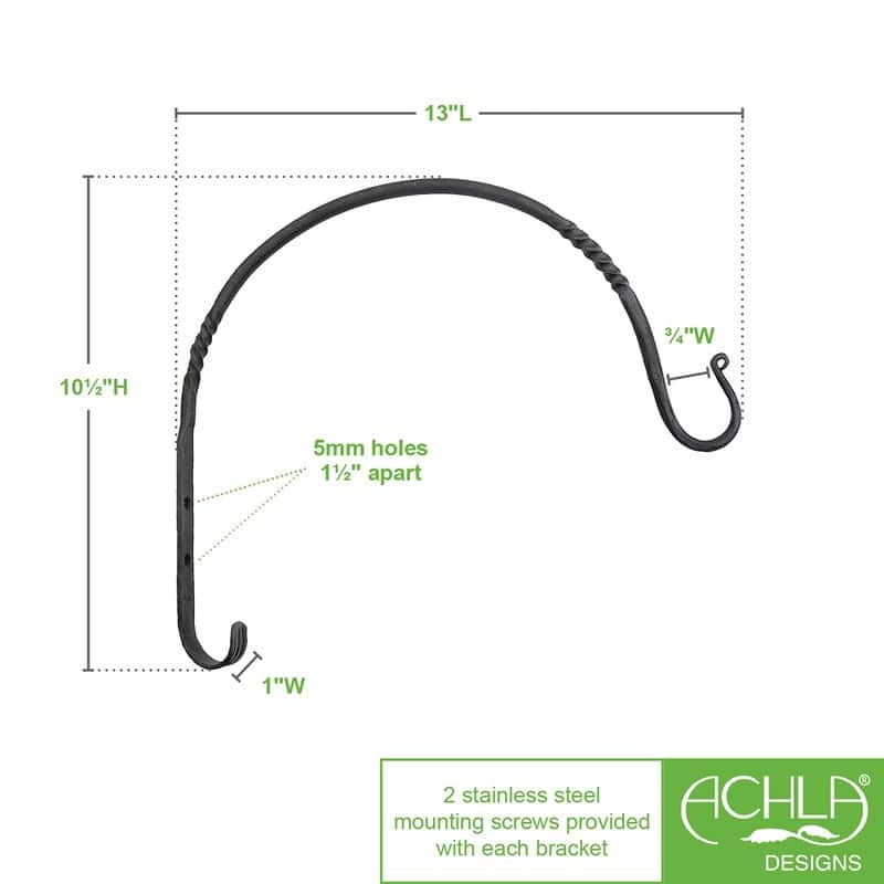 Achla Designs Set of 2 Small Arc Wall Brackets, , Black Powder Coat Finish
