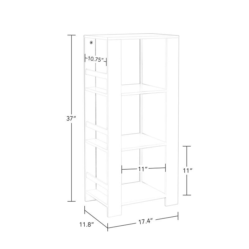 RiverRidge Kids Bookshelf Toy Organizer Tower; 3 Cubbies and 6 Racks for Playroom, Nursery and 2 10" Floating Shelves - White