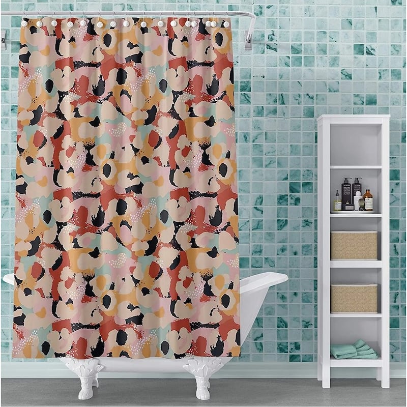 Fun Modern Shower Curtain PEVA Vinyl Printed 72x72 in Colorful Styles - Modern Floral